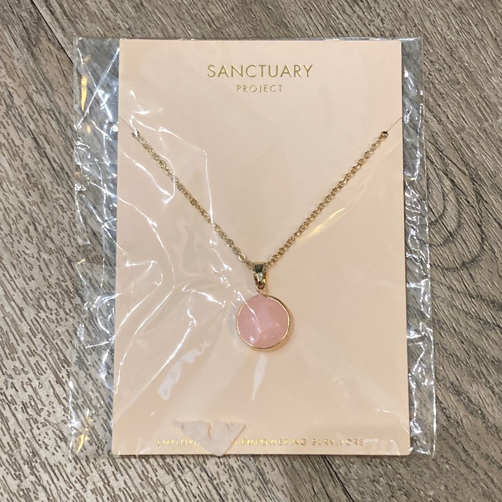 Sanctuary Gold Necklace with Pink Pendant